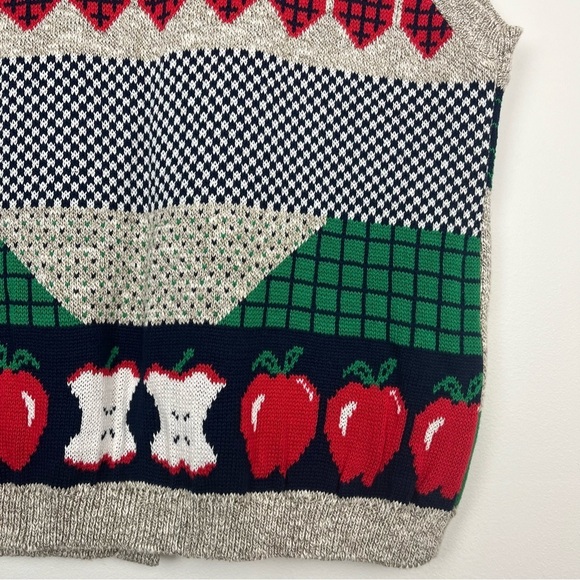 VINTAGE Sweater Loft Americana Intarsia Knit Teacher Vest Small Petite - Picture 13 of 13